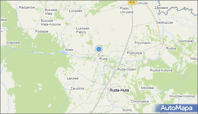 mapa Ruda, Ruda gmina Ruda-Huta na mapie Targeo