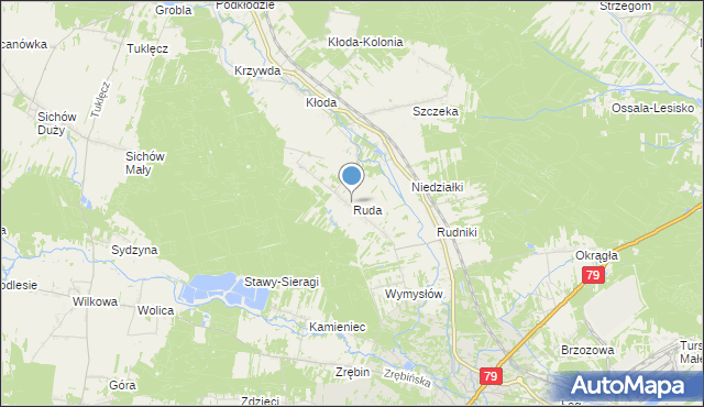 mapa Ruda, Ruda gmina Rytwiany na mapie Targeo