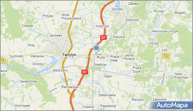 mapa Ruda, Ruda gmina Tarczyn na mapie Targeo