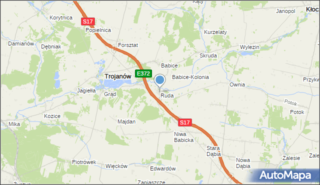 mapa Ruda, Ruda gmina Trojanów na mapie Targeo