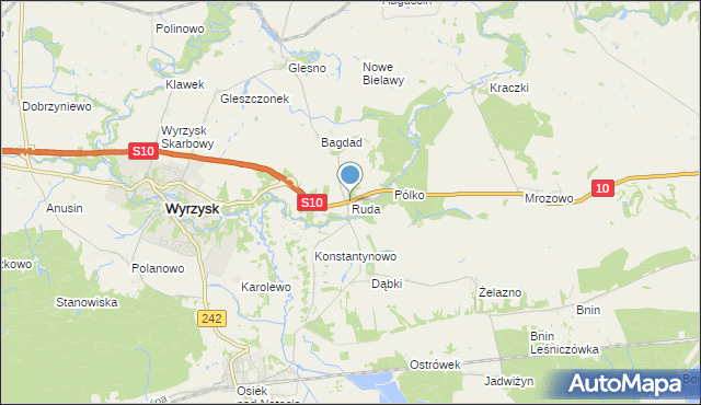 mapa Ruda, Ruda gmina Wyrzysk na mapie Targeo