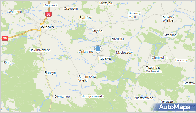 mapa Rudawa, Rudawa gmina Wińsko na mapie Targeo