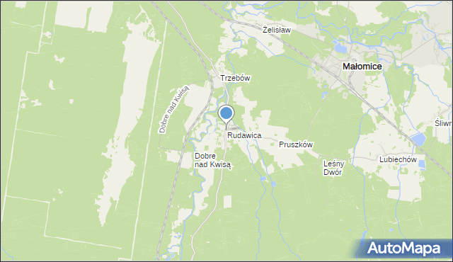 mapa Rudawica, Rudawica gmina Żagań na mapie Targeo