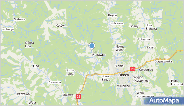 mapa Rudawka, Rudawka gmina Bircza na mapie Targeo