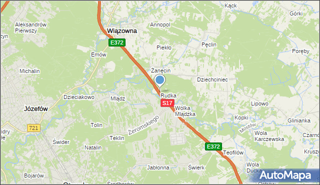 mapa Rudka, Rudka gmina Wiązowna na mapie Targeo