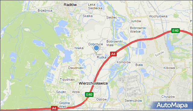 mapa Rudka, Rudka gmina Wierzchosławice na mapie Targeo