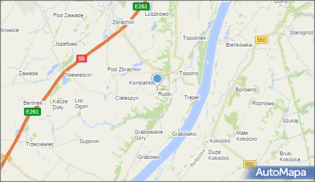 mapa Rudki, Rudki gmina Pruszcz na mapie Targeo