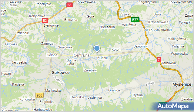 mapa Rudnik, Rudnik gmina Sułkowice na mapie Targeo