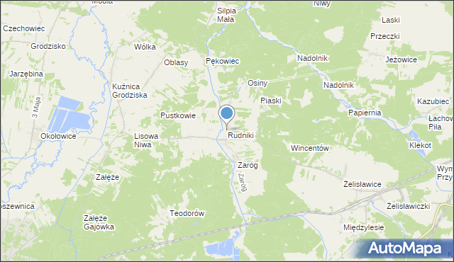 mapa Rudniki, Rudniki gmina Koniecpol na mapie Targeo