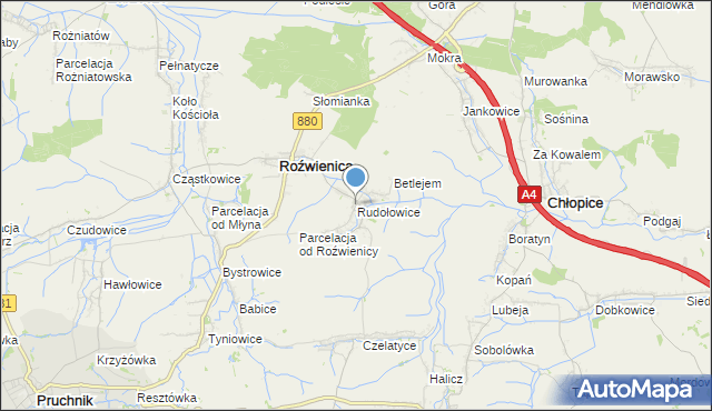 mapa Rudołowice, Rudołowice na mapie Targeo