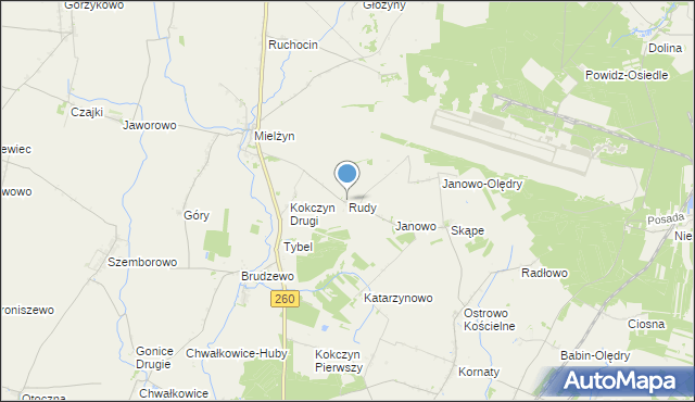 mapa Rudy, Rudy gmina Strzałkowo na mapie Targeo