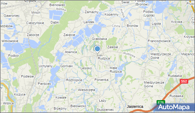 mapa Rudzica, Rudzica gmina Jasienica na mapie Targeo