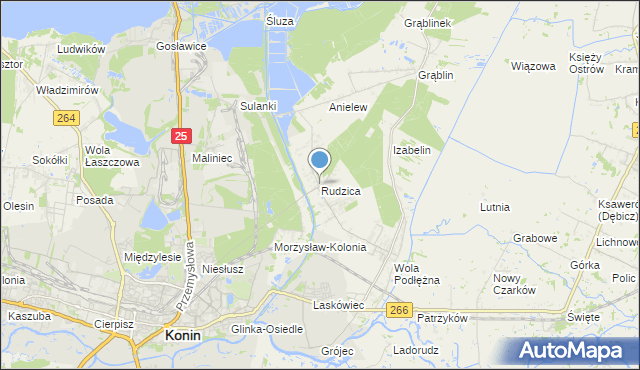 mapa Rudzica, Rudzica gmina Kramsk na mapie Targeo