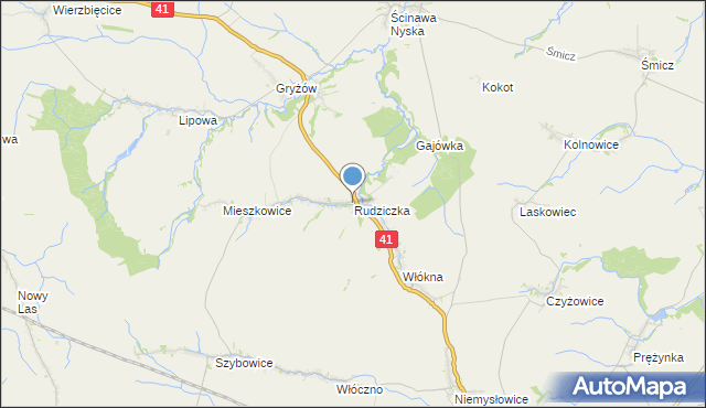 mapa Rudziczka, Rudziczka gmina Prudnik na mapie Targeo