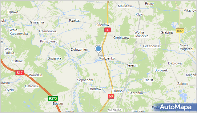 mapa Rudzienko, Rudzienko gmina Kołbiel na mapie Targeo