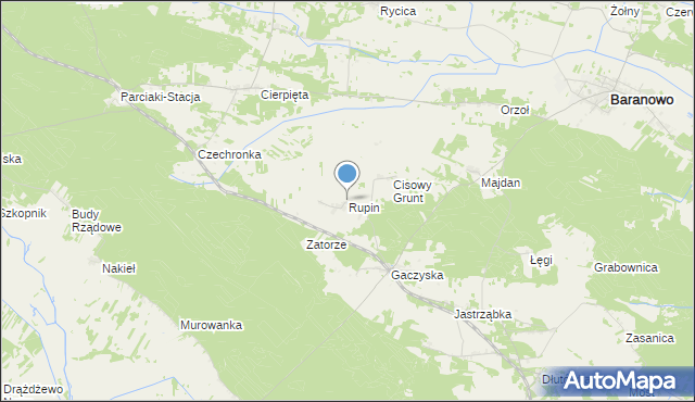 mapa Rupin, Rupin gmina Baranowo na mapie Targeo