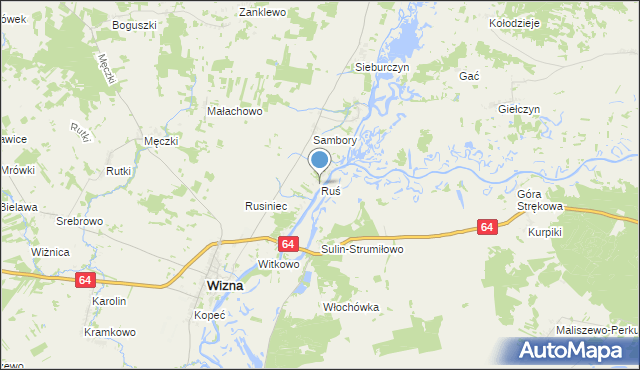 mapa Ruś, Ruś gmina Wizna na mapie Targeo