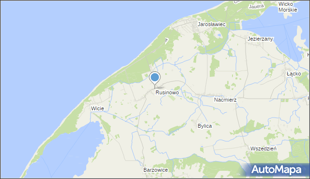 mapa Rusinowo, Rusinowo gmina Postomino na mapie Targeo