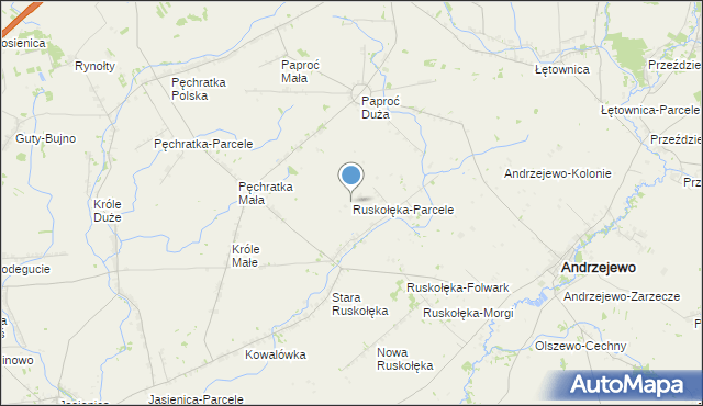 mapa Ruskołęka-Parcele, Ruskołęka-Parcele na mapie Targeo