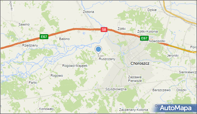 mapa Ruszczany, Ruszczany na mapie Targeo