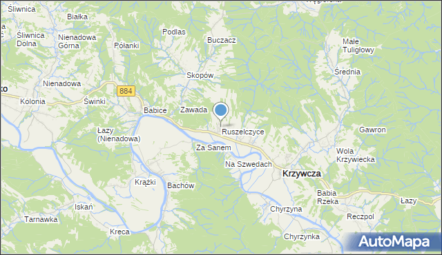 mapa Ruszelczyce, Ruszelczyce na mapie Targeo