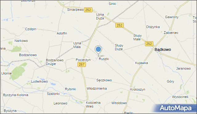 mapa Ruszki, Ruszki gmina Osięciny na mapie Targeo