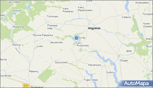 mapa Ruszkowo, Ruszkowo gmina Wąpielsk na mapie Targeo