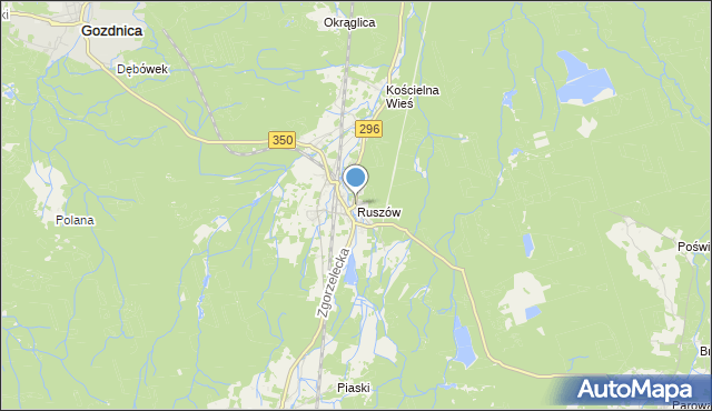 mapa Ruszów, Ruszów gmina Węgliniec na mapie Targeo