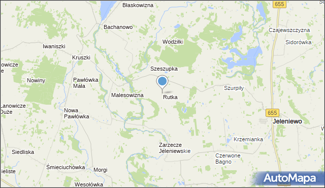 mapa Rutka, Rutka gmina Jeleniewo na mapie Targeo