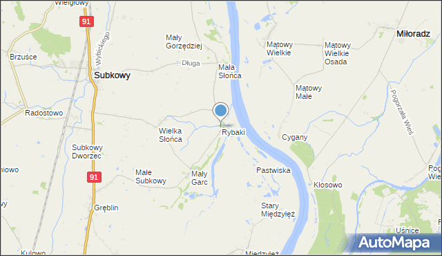 mapa Rybaki, Rybaki gmina Subkowy na mapie Targeo