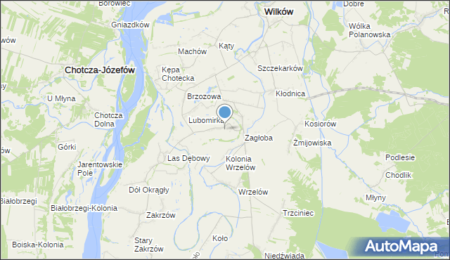 mapa Rybaki, Rybaki gmina Wilków na mapie Targeo