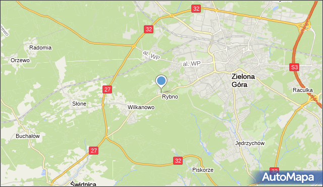 mapa Rybno, Rybno gmina Świdnica na mapie Targeo