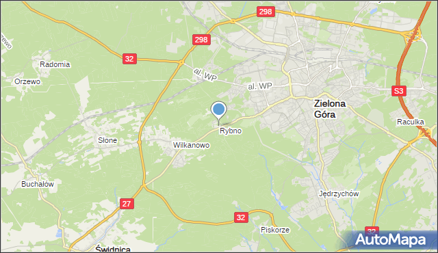 mapa Rybno, Rybno gmina Świdnica na mapie Targeo