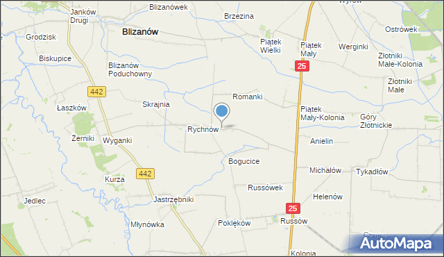 mapa Rychnów-Kolonia, Rychnów-Kolonia na mapie Targeo