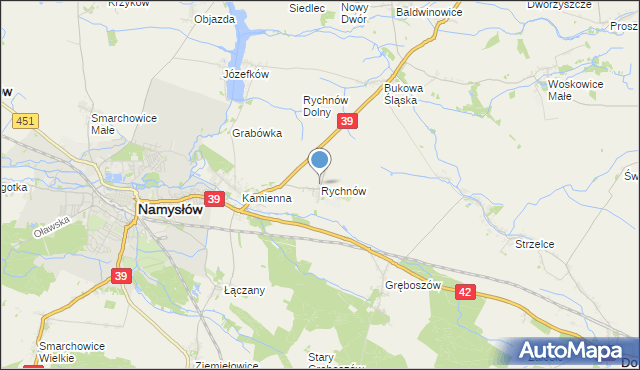 mapa Rychnów, Rychnów gmina Namysłów na mapie Targeo