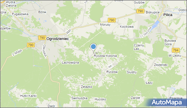 mapa Ryczów-Kolonia, Ryczów-Kolonia na mapie Targeo