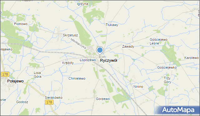mapa Ryczywół, Ryczywół powiat obornicki na mapie Targeo