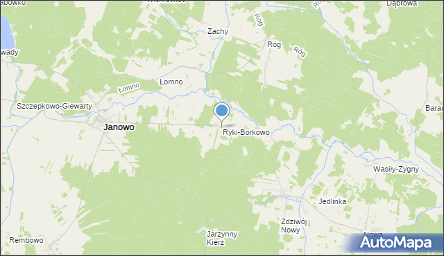 mapa Ryki-Borkowo, Ryki-Borkowo na mapie Targeo