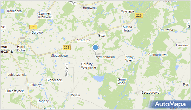 mapa Rymanowiec, Rymanowiec na mapie Targeo