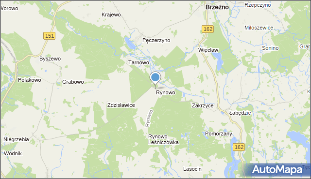 mapa Rynowo, Rynowo gmina Łobez na mapie Targeo