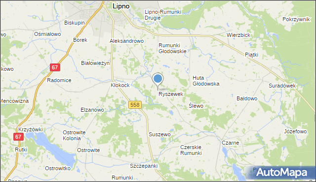 mapa Ryszewek, Ryszewek na mapie Targeo