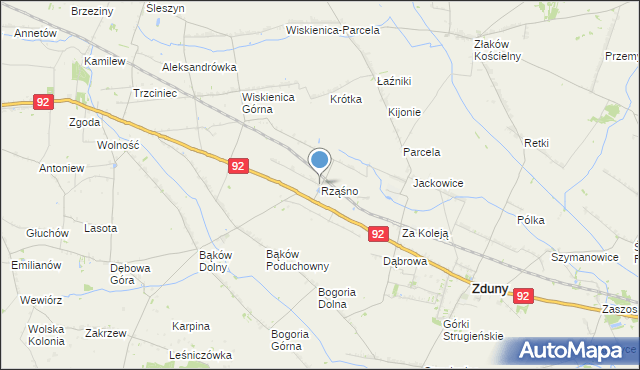 mapa Rząśno, Rząśno na mapie Targeo