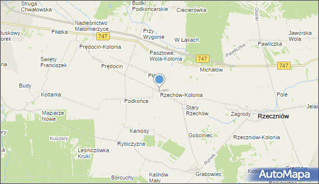 mapa Rzechów-Kolonia, Rzechów-Kolonia na mapie Targeo