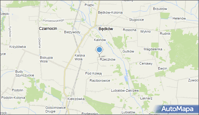 mapa Rzeczków, Rzeczków gmina Będków na mapie Targeo