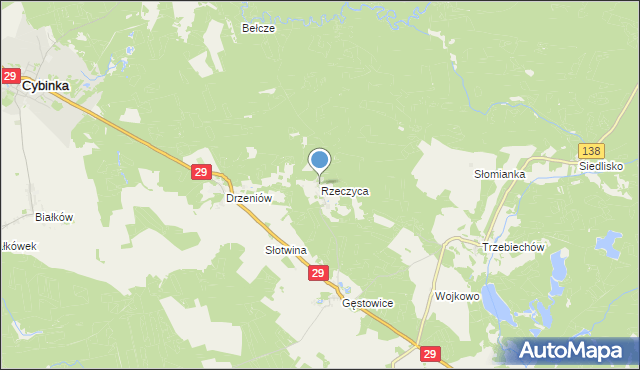 mapa Rzeczyca, Rzeczyca gmina Maszewo na mapie Targeo