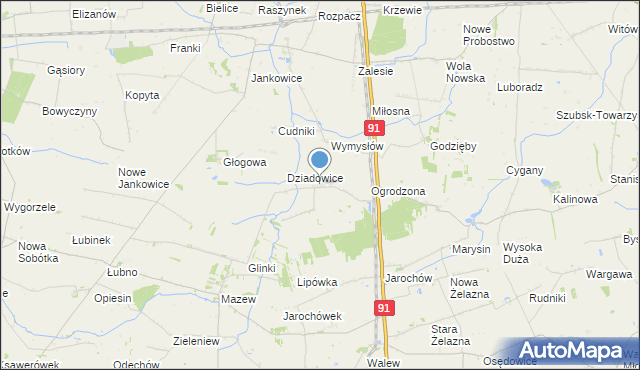 mapa Rzędków, Rzędków gmina Daszyna na mapie Targeo