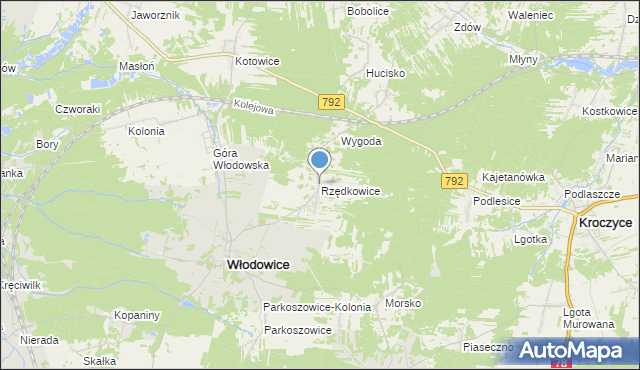 mapa Rzędkowice, Rzędkowice na mapie Targeo