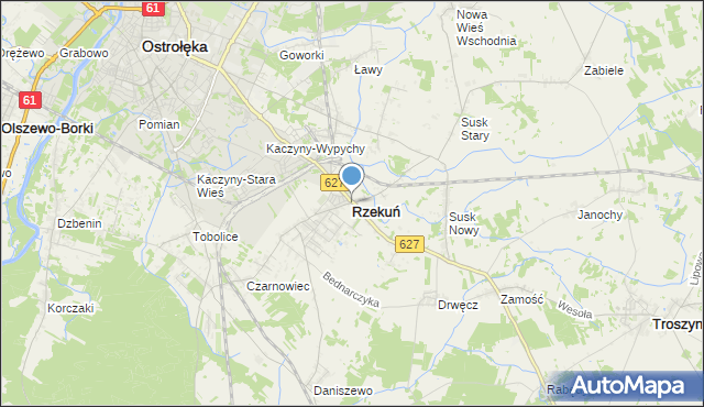 mapa Rzekuń, Rzekuń na mapie Targeo