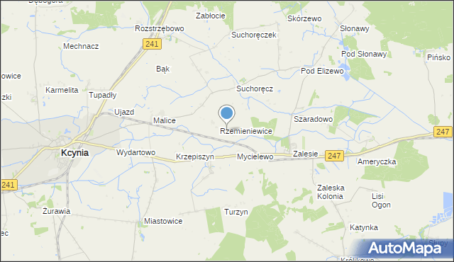 mapa Rzemieniewice, Rzemieniewice gmina Szubin na mapie Targeo