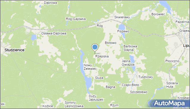 mapa Rzepiska, Rzepiska gmina Lipusz na mapie Targeo